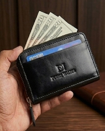 Zipper Mini Wallet - Black